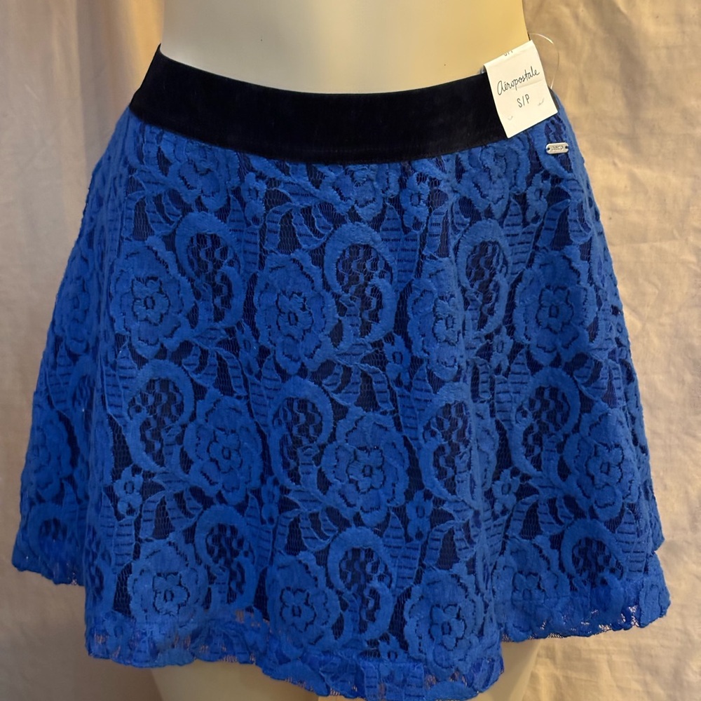Aeropostale Stretch Blue Lace Mini Skirt